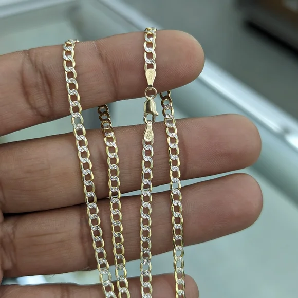 10kt Real Gold Cuban Diamond Cut Chain 3.4mm 16 inches